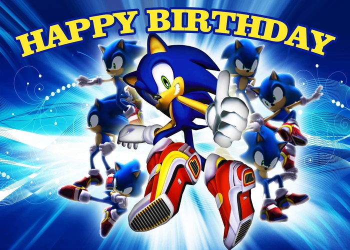 Birthday background supplies birthday backdrop decoration birthday party supplies cartoon Sonic Blue theme birthday party background decoration boy 1-9year party favors photography backdrop supply