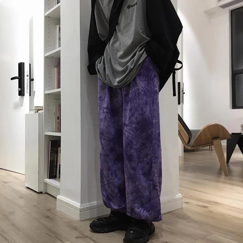 Spring Autumn Men\'s Harajuku Y2K Tie Dye Harem Pants Male High Waist Loose Casual Streetwear Sweatpants Hombre Vintage Trousers
