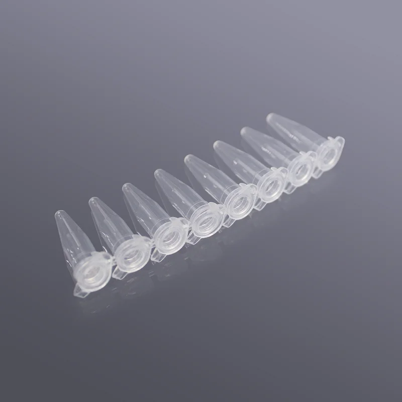 LABSELECT Eight row tubes with flat cover, Connected lid, 0.2ml PCR Tubes & Strips, 120 rows/carton, PST-0208-AFT-C