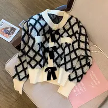 

Round Neck Plaid Sweater Fuzzy Sweater Knit Cardigan Sweater Winter Fall Women Jacket Coat Short Top Loose Winter Outfit