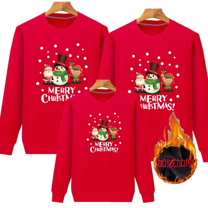 thumbnail image 4 of Ropa a juego para la familia Sudadera cálida navideña para madre e hija Tops de dibujos animados para padre e hijo Ropa acolchada gruesa para otoño e invierno, 4 of 5