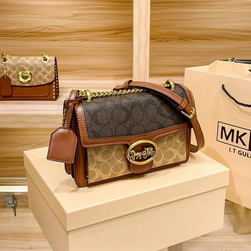 Luxury Brand High-quality Carriage Design Chain Small Square Bag Fashionable Retro Color Collision Light Luxury Shoulder Bag