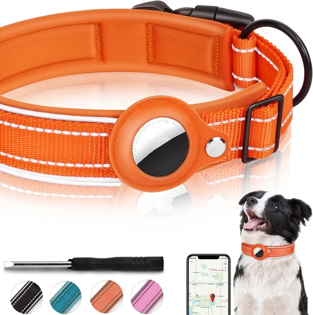 Reflective AirTag Dog Collar, Heavy Duty Dog Collar with Adjustable AirTag Holder Case Accessories for Small Medium Large Dogs 6