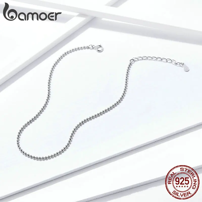 BAMOER-필수 구슬 링크 발찌, 팔찌 발 보석 실버 여성 다리 체인 SCT002, 핫세일