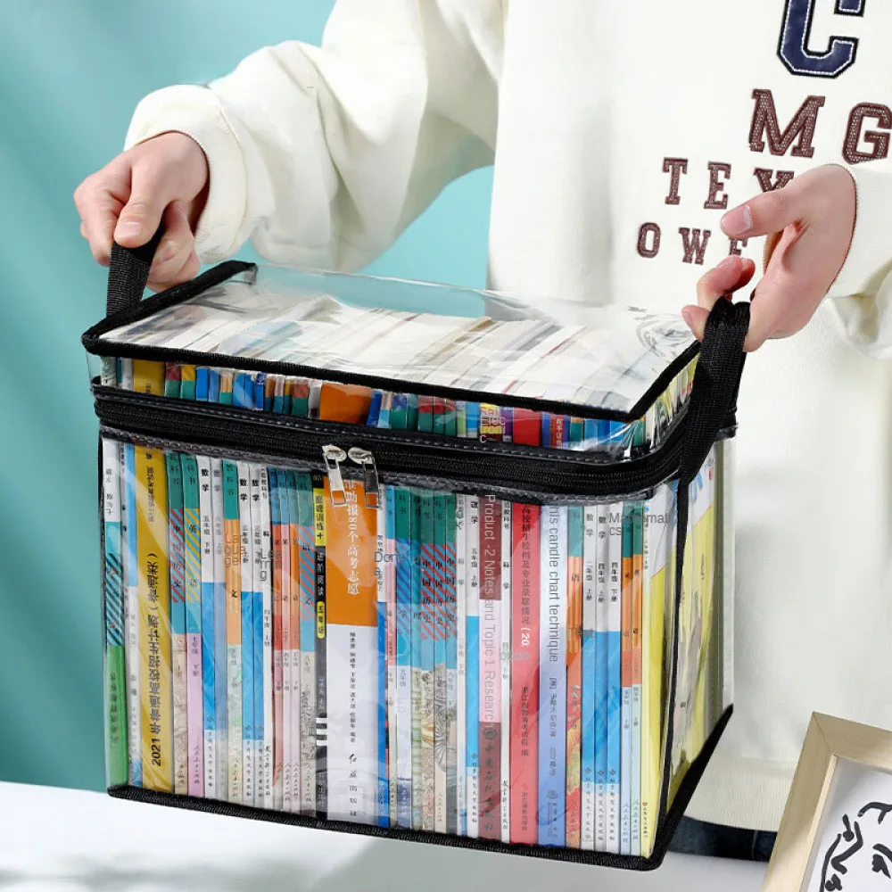 Foldable book box student dormitory classroom book organizer transparent waterproof household organizing storage box