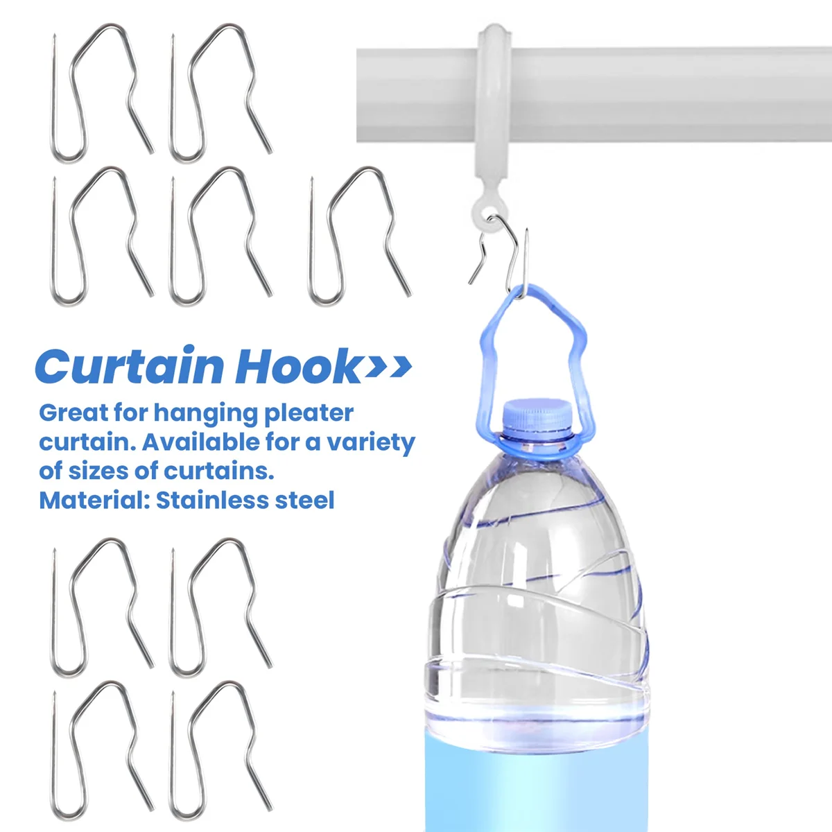 10pcs Curtain Drapery Pin Hooks-Silvery