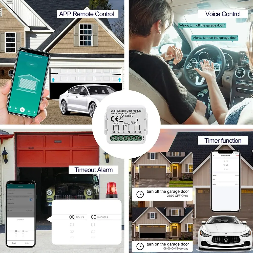 ONENUO WiFi Smart Garage Door Opener Controller Tuya App Switch Automation Module Works with Alexa Google Home Siri smart gate opener