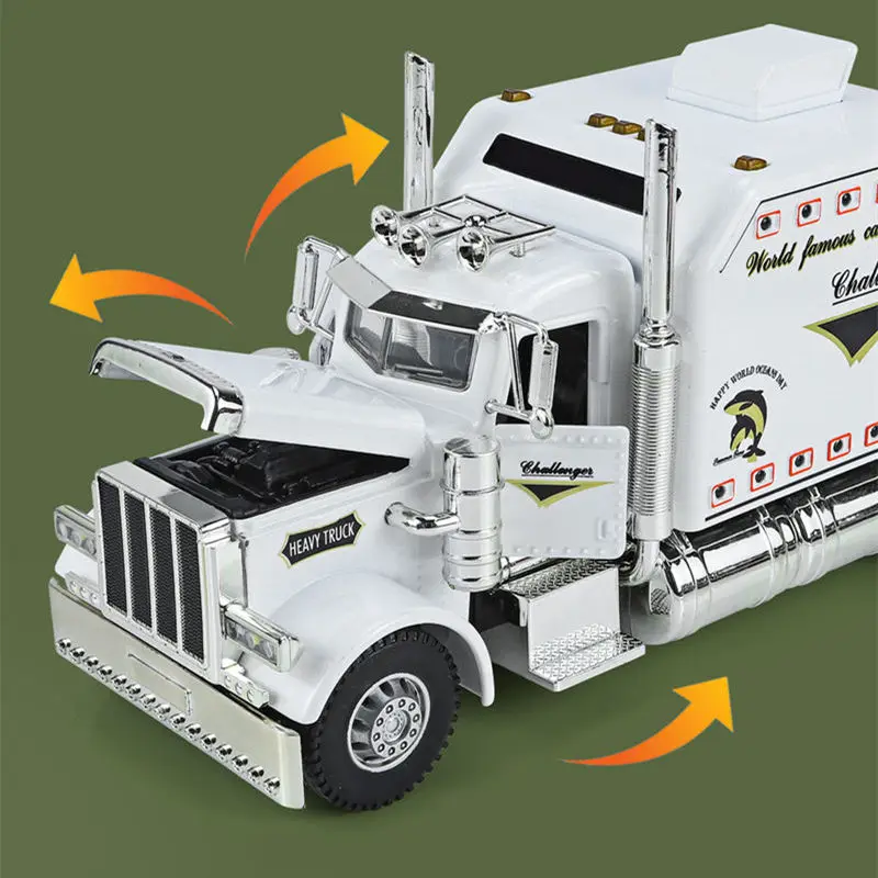 New 1/24 Alloy Trailer Truck Head Car Model Diecast Metal Container Truck Engineering Transport Vehicles Car Model Kids Toy Gift 4