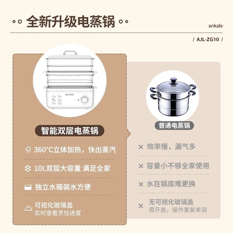 Steamer Automatic Power Off Multi-function Timing Steam Electric Steamer Pot