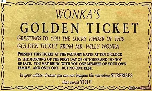 

tin Sign Willy Wonka Golden Ticket Charlie Chocolate Factory That Await You Metal Sign 8x12 inch metal wall decor