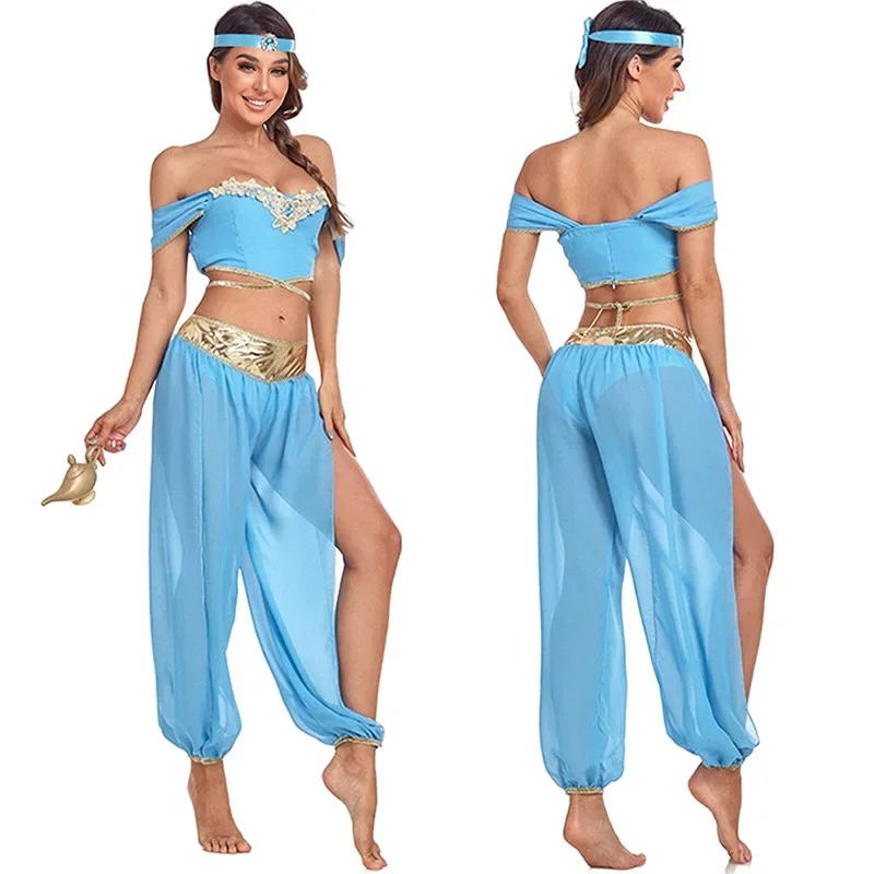 

Jasmine Princess Skirt Aladdin Divine Lamp Costume Uniform Halloween Indian Female Regional Dancer Anime Cos Fairy Tales