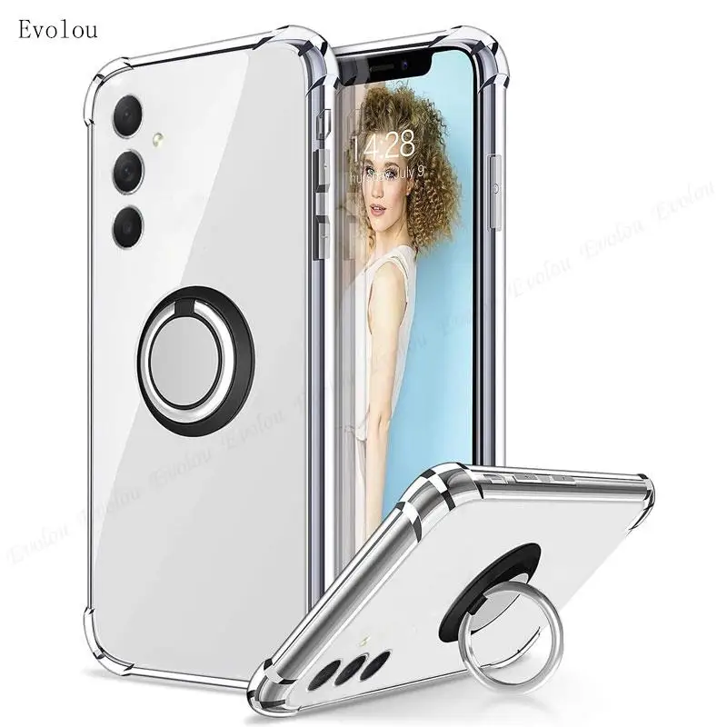 Magnetic Ring Holder Shockproof Transparent Silicone Back Case