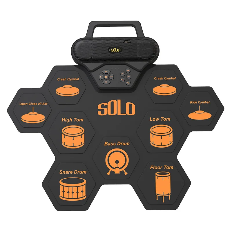 Electronic Drum Set Electronic Drum Pad Portable Colored Hand Rolled Pad for Adult Beginner Percussion Instrument