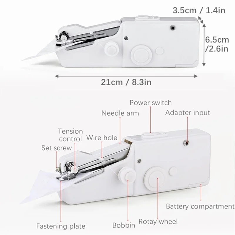 Portable Hand Mini Sewing Machine Quick Handy Stitch Sew Needlework Cordless Clothes Fabrics Household Electric Sewing Machine