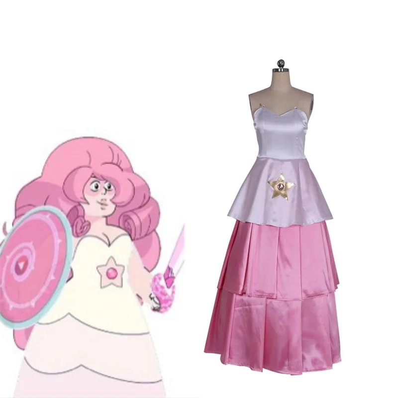 

Steven Universe Cosplay Rose Quartz Costume Women Girls Pink Dress Halloween Carnival Party Outfit