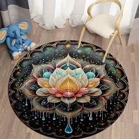 Lotus Flower Round Carpets Living Room Dining Room Area Rugs Bedroom Bedside Footmat Chair Mat Bathroom Toilet Non-slip Floormat 2