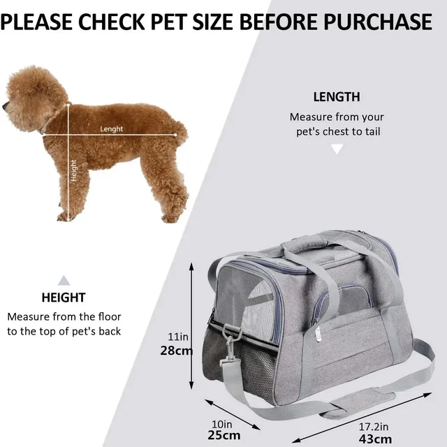 Dog Carrier Bag With Thick Cotton Cushion Pet Aviation Backpack Anti-suffocation Portable Travel Bag Pet Dog Bag Mesh Outdoor 6