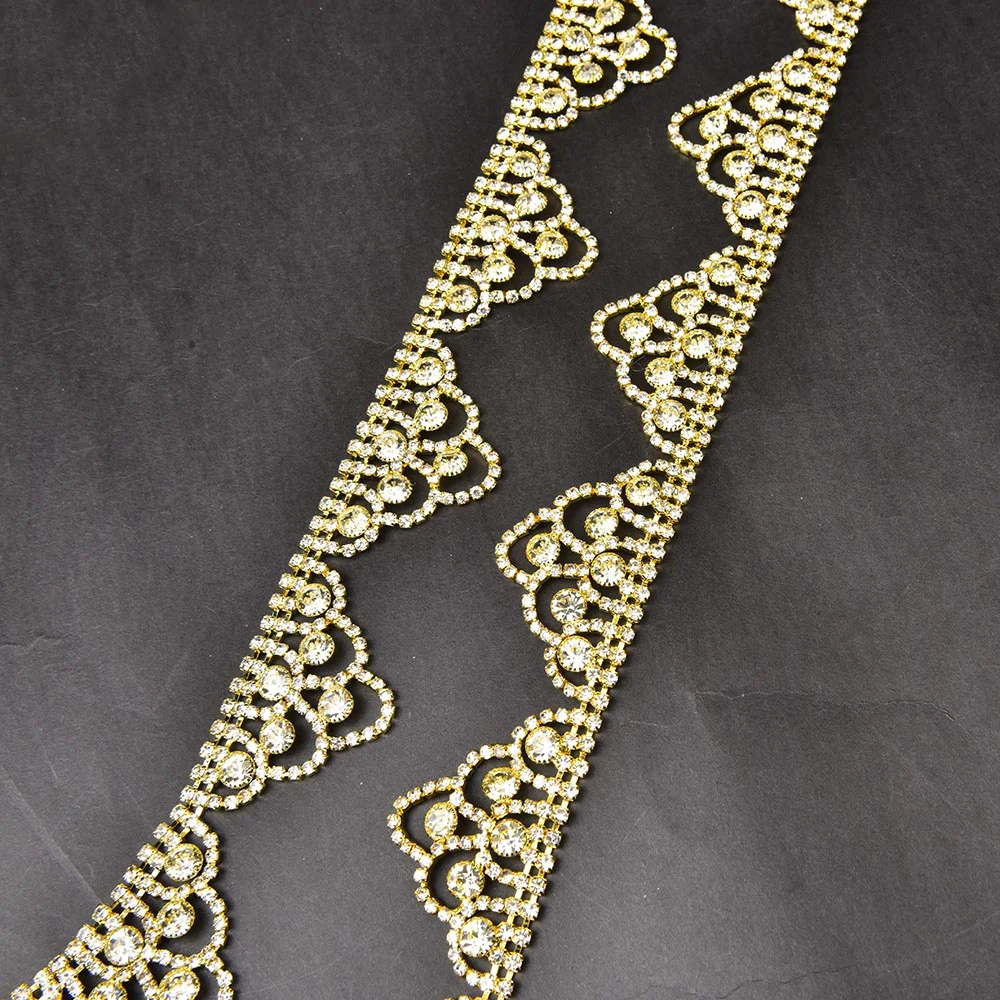 Description Picture 3 of itemGold and Silver Short Glass Diamond Tassel Chain Rhinestone Crystal Trim Fringe Sew on Wedding Dress Shoes Hats Bow Accessories