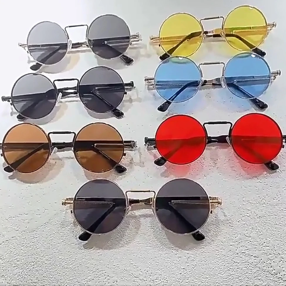 Vintage Metall-Rahmen Runde Sonnenbrille für Damen und Herren Punk Kreisförmige Sonnenbrillen Weibliche Brillen Sonnenbrillen für Männer und Frauen