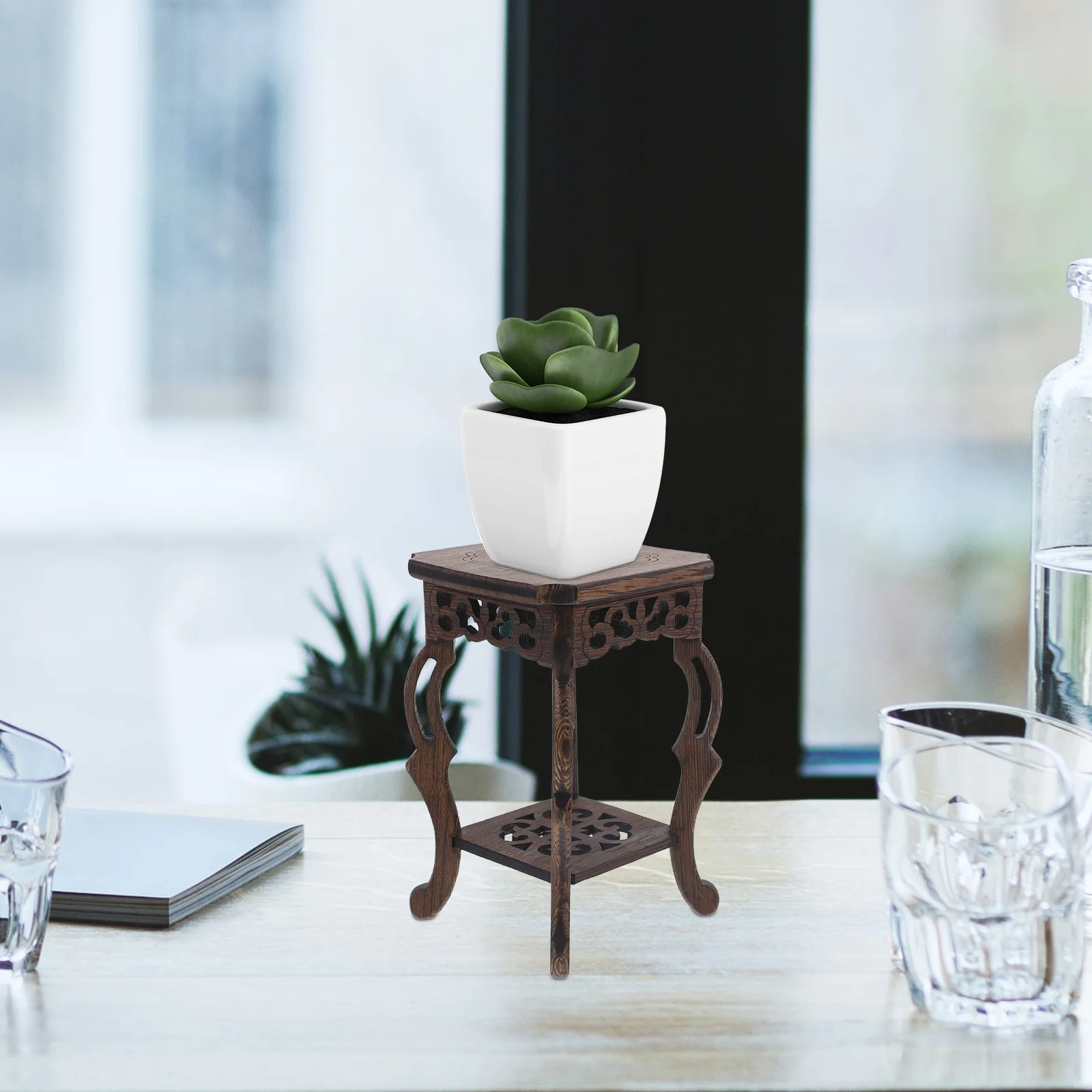 

Indoor Outdoor Wooden Plant Stand Modern Plants Stand Balcony Succulent Display Flower Pot Holder Oriental Display Base
