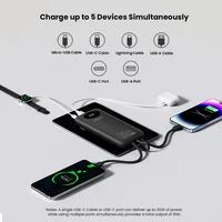PISEN Power Bank certifiée 3C 10000mAh et 20000mAh, charge rapide 20W avec 4 câbles intégrés pour iPhone Samsung Xiaomi 3