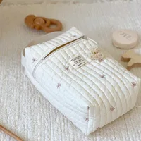 Sac à couches Portable pour poussette, caddie matelassé pour bébé, organisateur brodé, sacs pour maman, accessoires pour bébés, sac à langer de rangement 4