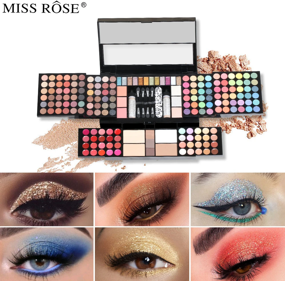 MISS ROSE Make-up Kit ALL IN ONE Full Facial Makeup Set Eye Shadow Lip Gloss Eyeliner Makeup Brushe Cosmetics Bag Product eye makeup set makeup set makeup kit
