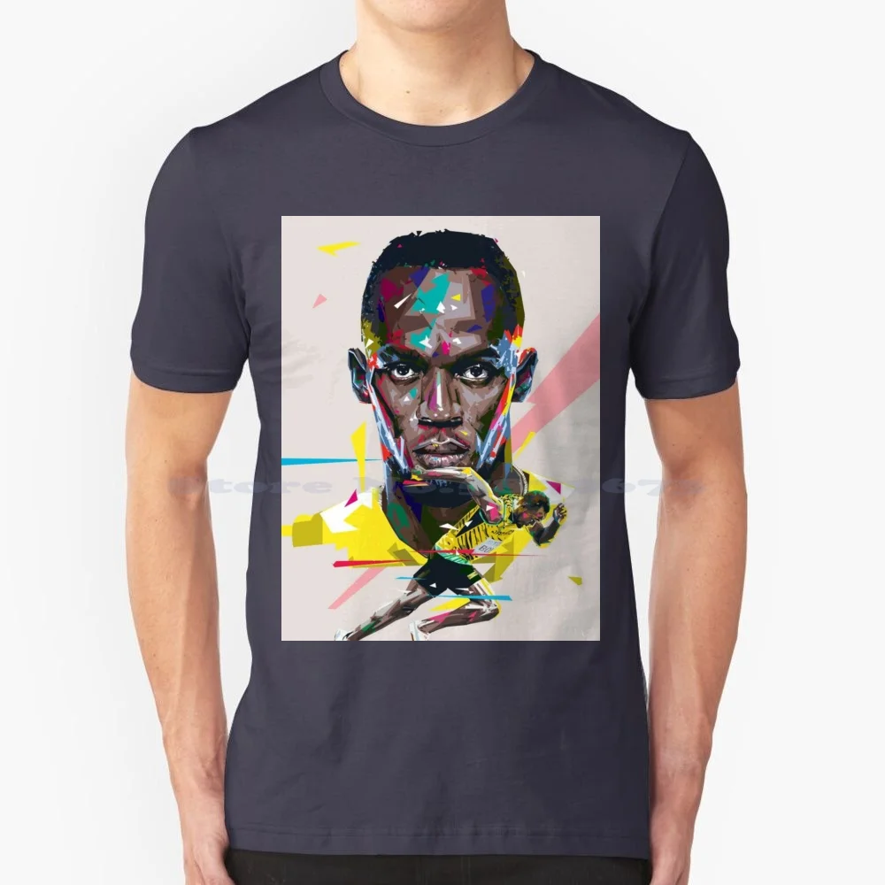 

Usain Bolt художественная футболка 100% хлопковая Футболка обои Usain Bolt