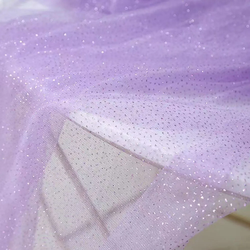 Glitter Tulle Fabric Soft Illusory Rainbow Color Mesh For DIY Girl Skirt Headband Handmade Sewing Cloth Accessory Lace Materials