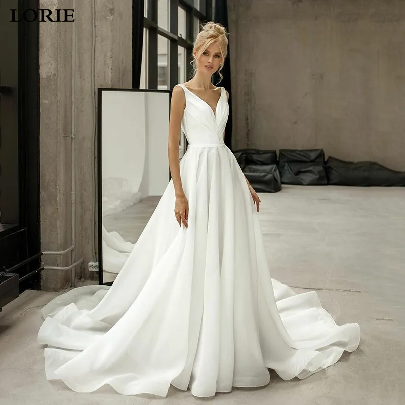 Cetim a Linha Vestidos de Casamento Vestidos de Noiva sem Costas 2022 + Lorie Simples Elegante Alças Espaguete Praia Querida 2022 + 2 Computers & Electronics