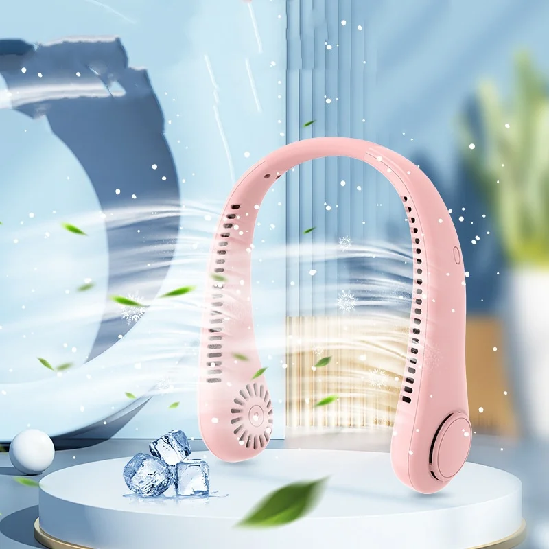 Fashion LED Digital Display Smart Fan Portable Silent Leaf Less Neck Hanging Fan USB Charging Fan Cooking Running Working 2 Sedd3257793714aab81b31dba8c5fa694G