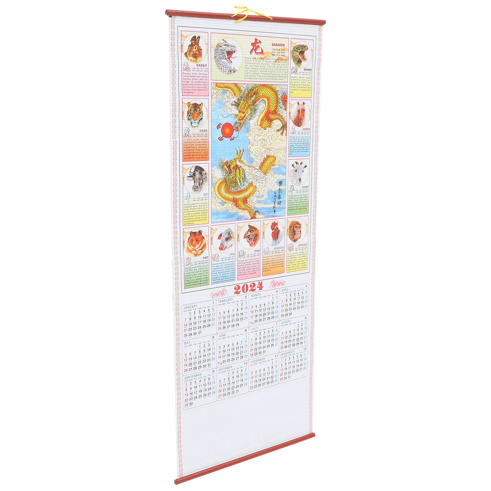 

Hanging Scroll Imitation Rattan Calendar Office Calendars 2024 Paper Clear Printed
