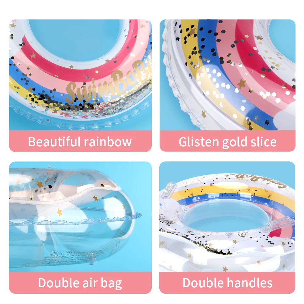 Swimbobo Kids Float Ring Rainbow For Kids PVC Inflatable Swimming Underarm Rings Children Floats In Summer Floating Water Toy 3