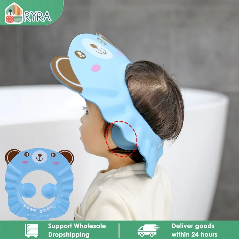 

1~10PCS Baby Shower Soft Cap Adjustable Hair Wash Hat For Kids Ear Protection Cover Safe Children Shampoo Bathing Shower Cap