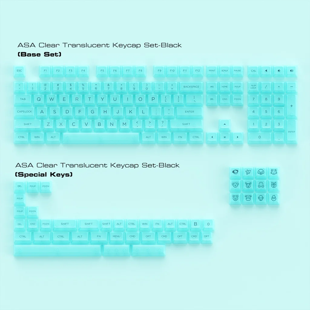 Akko Asa-transparente Backlit Keycaps Conjunto para Teclado Mecânico Clear Keycap Layout Ansi 61 87 104 108 mx Switches 155 Key - Imagem 6