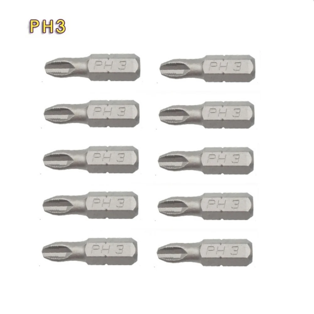 Description Picture 2 of item10pcs 25mm Anti Slip Electric Hex Shank Magnetic Screwdriver Bits Screw Driver PH1,PZ1,PH2,PZ2,PH3,PZ3