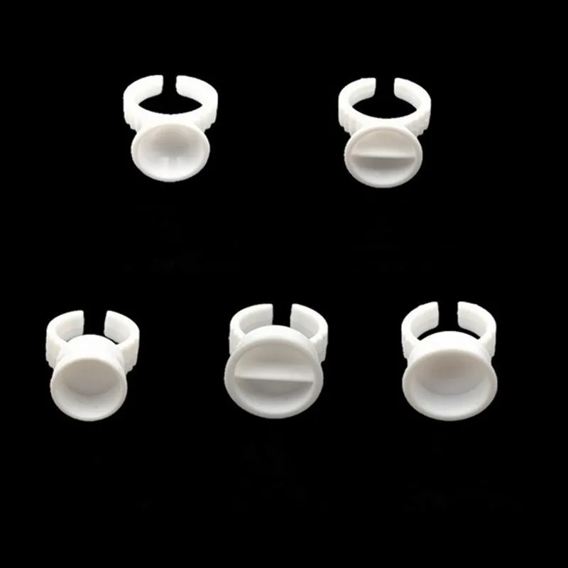 Disposable White Glue Holder Ring Adhesive Pallet For Eyebrow Tattoo Pigment Eyelash Extension Container Ring Cup 100pcs glue holder ring