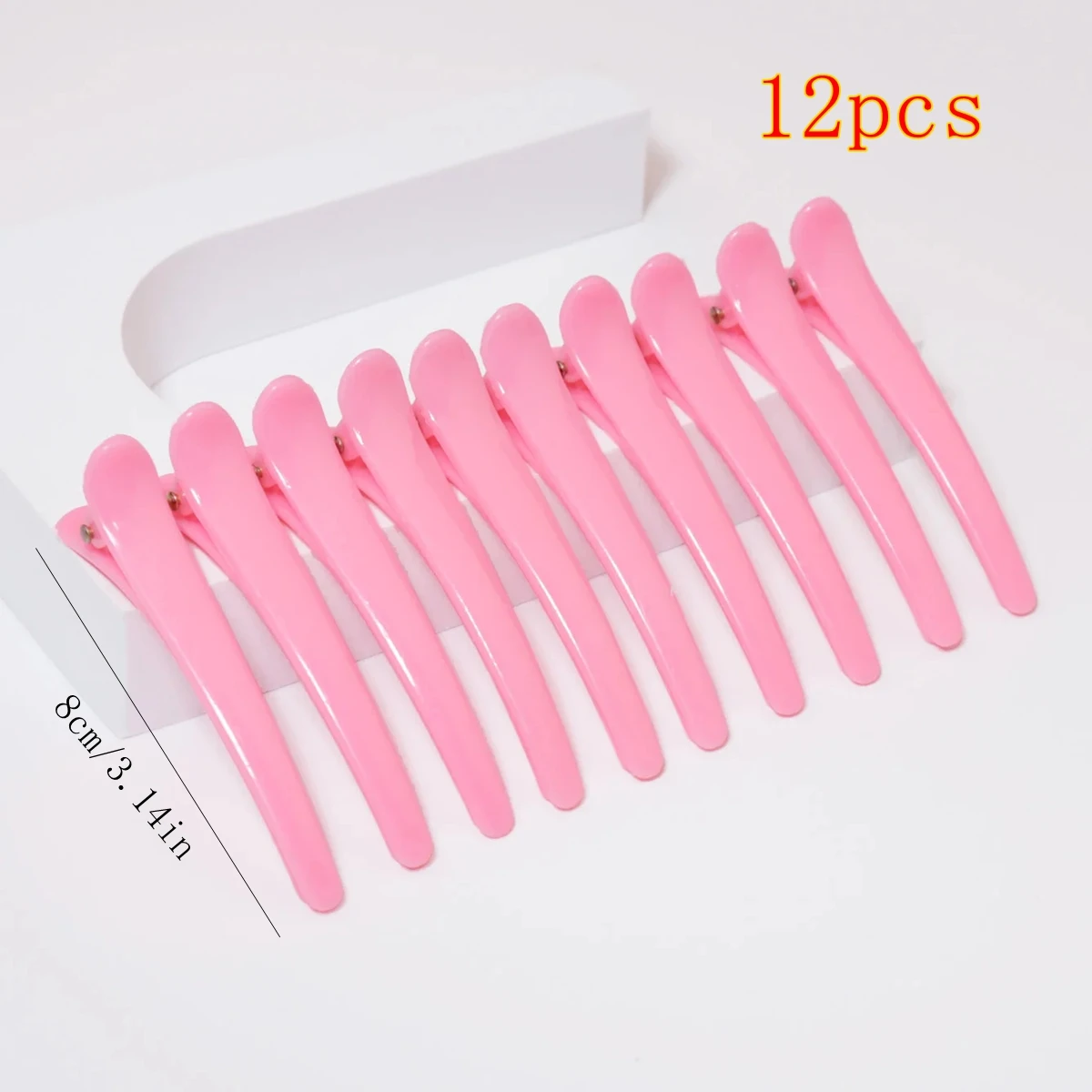 12개 핑크 플라스틱 악어 머리핀 세트, 미끄럼 방지 덕빌 헤어 바레트, 여성 스타일링을 위한 살롱 헤어 액세서리