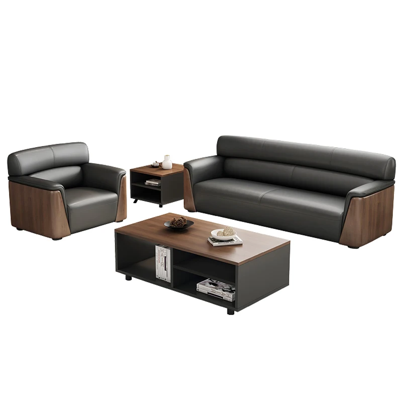 

Office Sofas Genuine Leather Sofa and Tea Table Combination Suit sofa set living room furniture luxury modern sofa