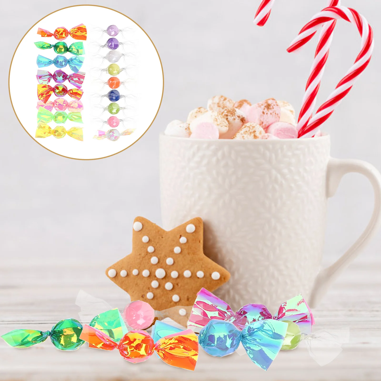 

17 Pcs Plastic Ornaments Miniature Colored Candies Christmas Fake Candy Sweets House Decoration Wedding