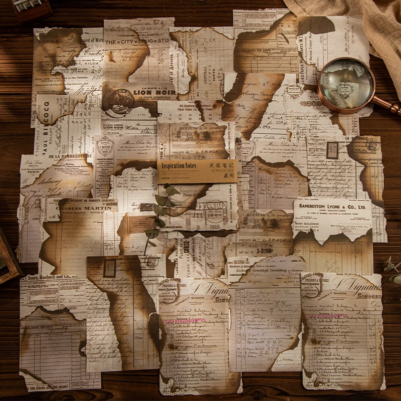 50 fogli Fuoco vecchi tracce Materiale Carta Forniture carta ispirazione note manuale Materiale adesivi decorativi Collage Scrapbook - immagine 3