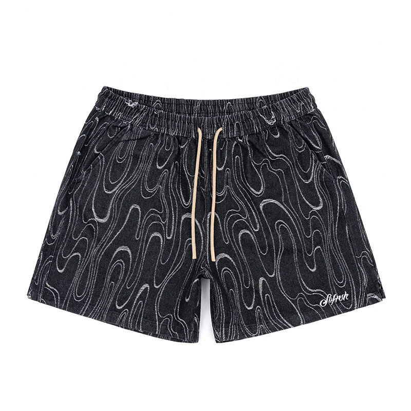 PFHQ 95 Cotton 5 Spandex Design Denim Men's Shorts Elastic Waist Korea Fashion Vintage Male Trousers Loose 21E3734