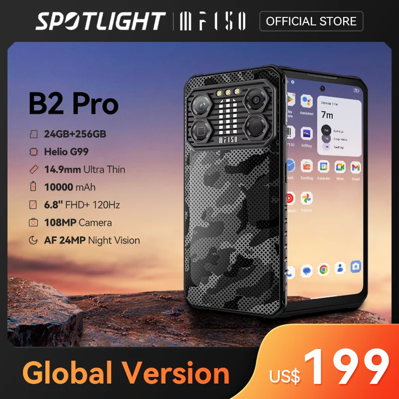 [Prima Mondiale] Iiif150 B2 Pro Cellulare Robusto G99 120Hz 6.8 ''Schermo 12Gb + 12Gb 256Gb 108Mp Fotocamera Ultra-Sottile Rugged 10000Mah