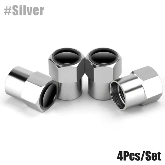 4Pcs Car Tire Valve Caps Tire Stem Air Cap Airtight Covers Accessories For Volkswagen VW BMW Mercedes Benz Audi Toyota Ford Silver