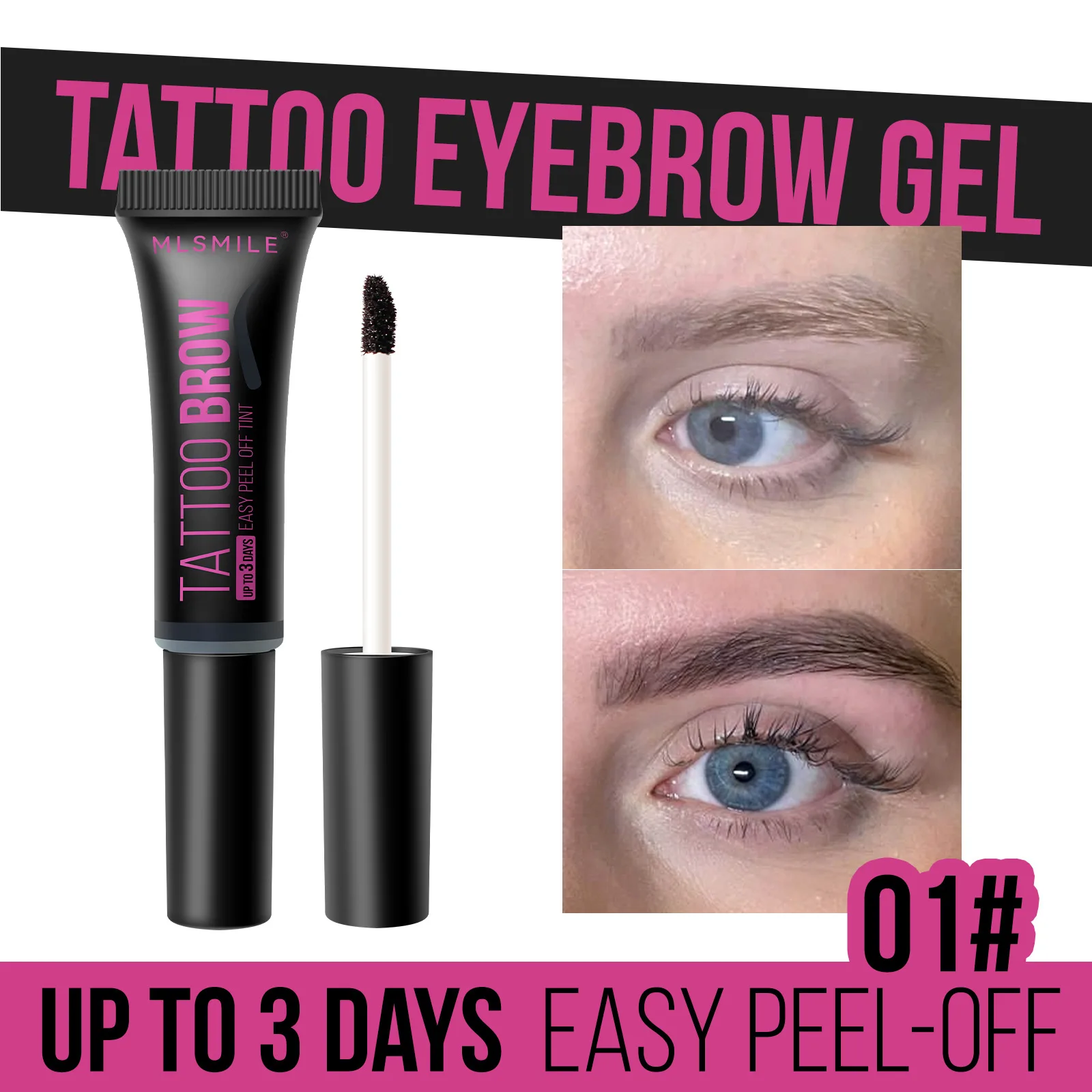 MLSMILE Peel Eyebrow Gel Long-lasting Non-smudging Waterproof Sweatproof Easy To Color Three-color Eyebrow Gel Cosmetics Makeups 4