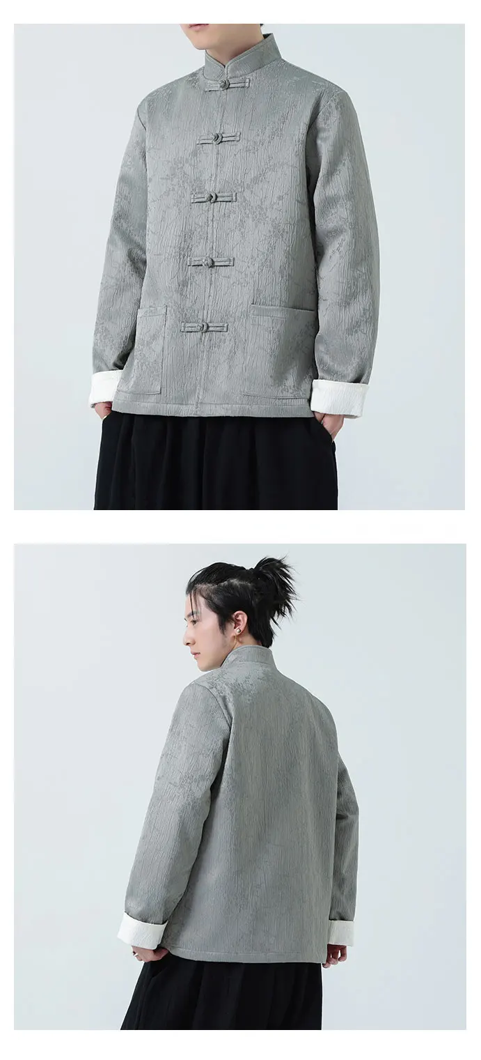 Tang Anzug Jacke für Männer Mode Jacquard Stehkragen Disc Schnalle Frühling chinesische rote Han Fu Jacken – Detail 22