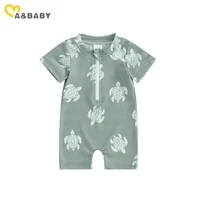 ma&baby 0-4Y Toddler Infant Newborn Kid Baby Boy Girl Swimsuit Turtle Print Short Sleeve Zipper Swimwear Beachwear Bathing Suit 1