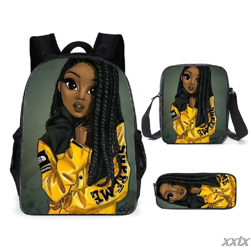 Hip hop fashion african girl d print pcs set pupil school bags laptop daypack backpack inclined