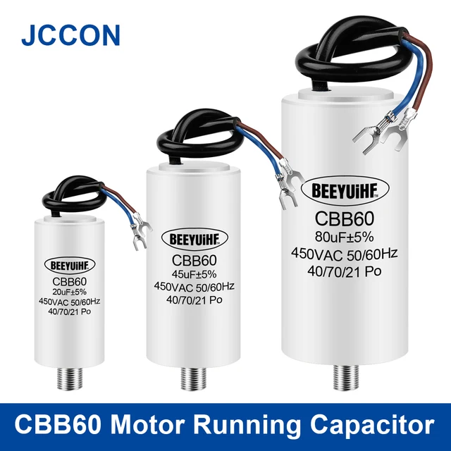 Capacitor For Air Conditioner MECCANIXITY CBB60 Run Capacitor 40uF 250V AC - 2 Wire Cylinder Capacitor For Motors & Air Compressors Air Compressor Motor Capacitor