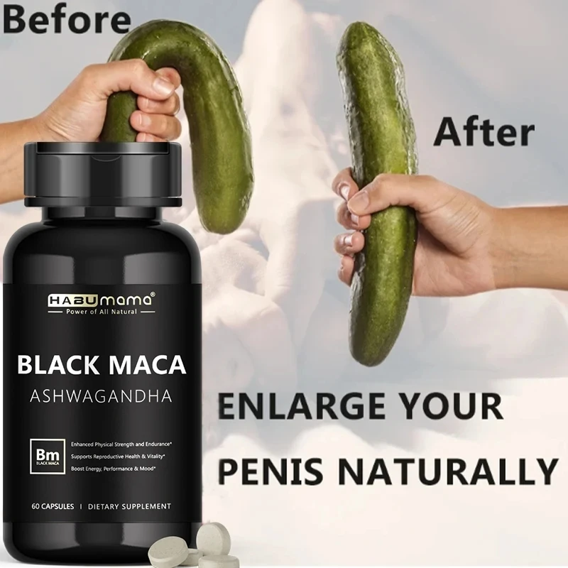 Male Enhancing Organic Maca Capsules Men's Supplement to Boost Stamina Performance Energy Muscle Enlargement